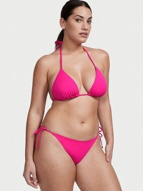 Victoria’s Secret Pink String Bikini Set Size M Triangle Top Tie Side Bottoms